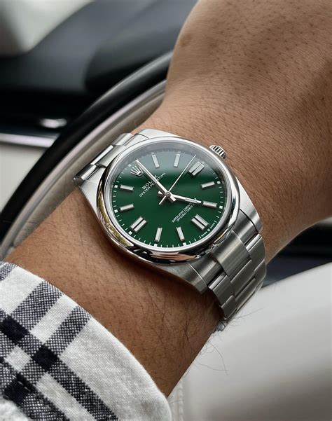 Rolex Oyster Perpetual 41 OP41 Green Dial .